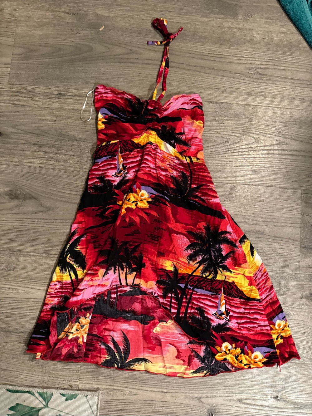 Tropical Halter Sundress in Red and Yellow